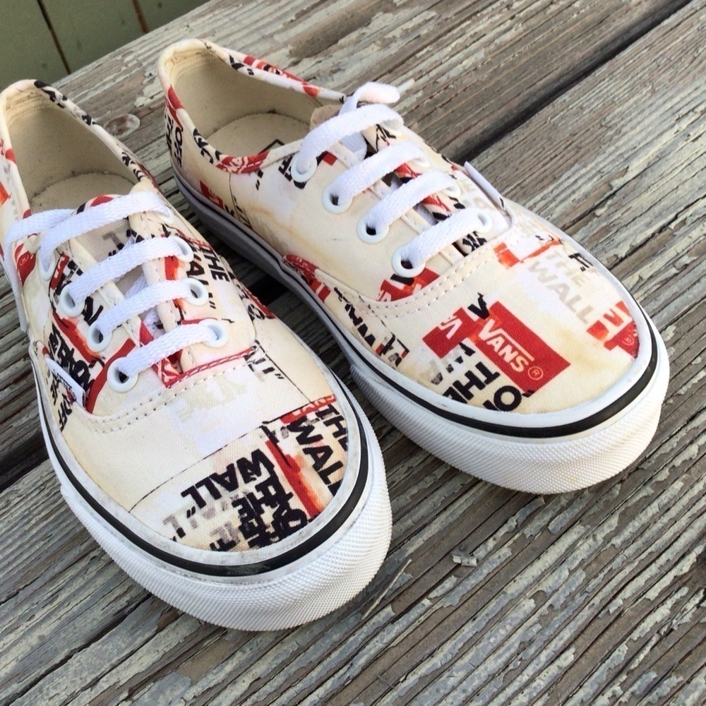 Vans Authentic Packing Tape Sneaker Classic Of The Wall Off White / Red … - Picture 4 of 8
